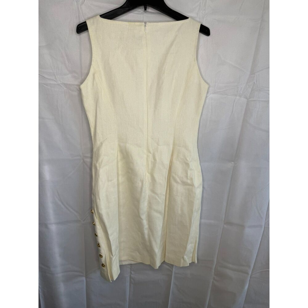 Ralph Lauren Women's Sleeveless Square Neck Sheath Dress With Gold Button Sz 10